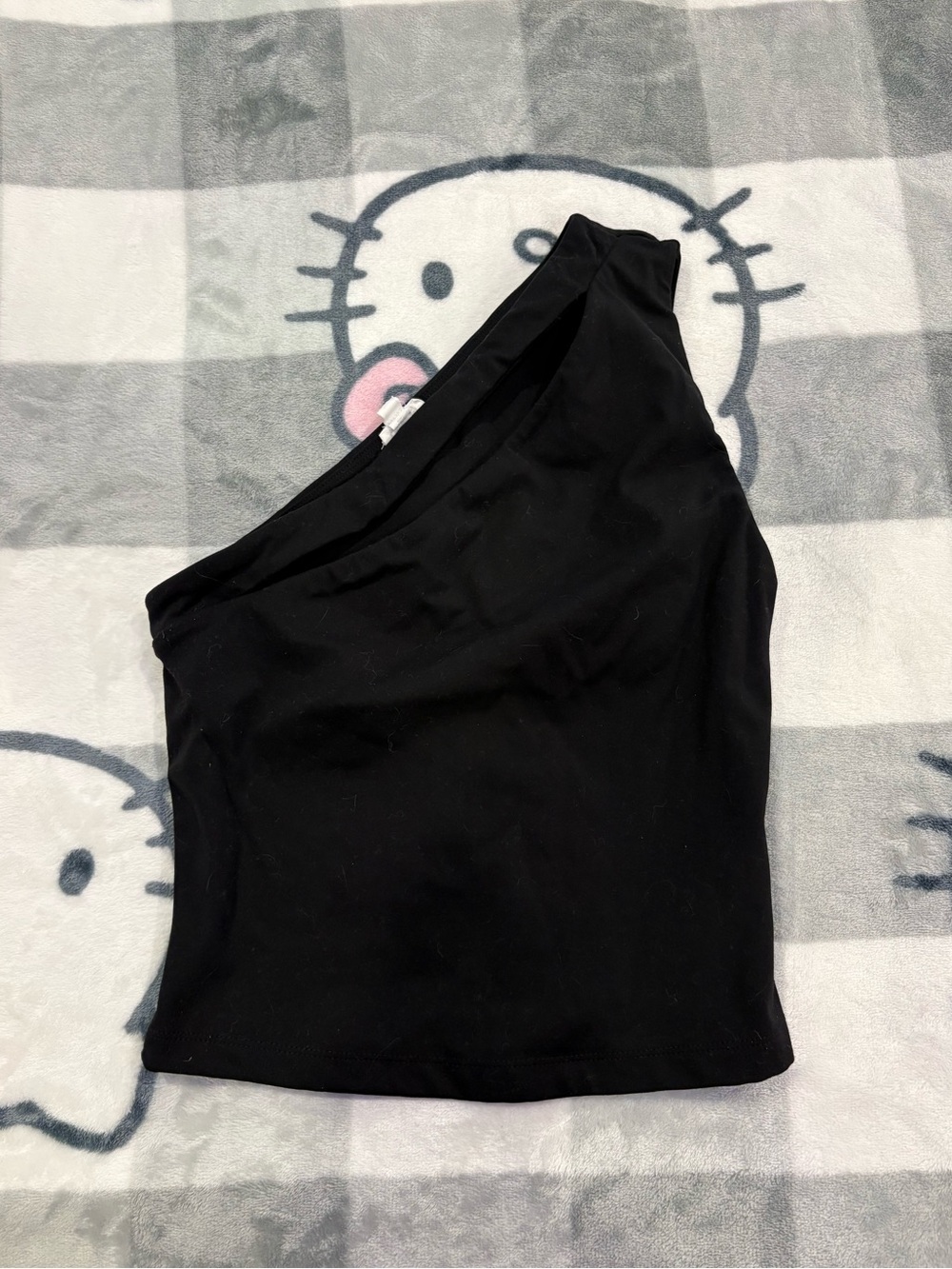 Garage Black One Shoulder Crop Top